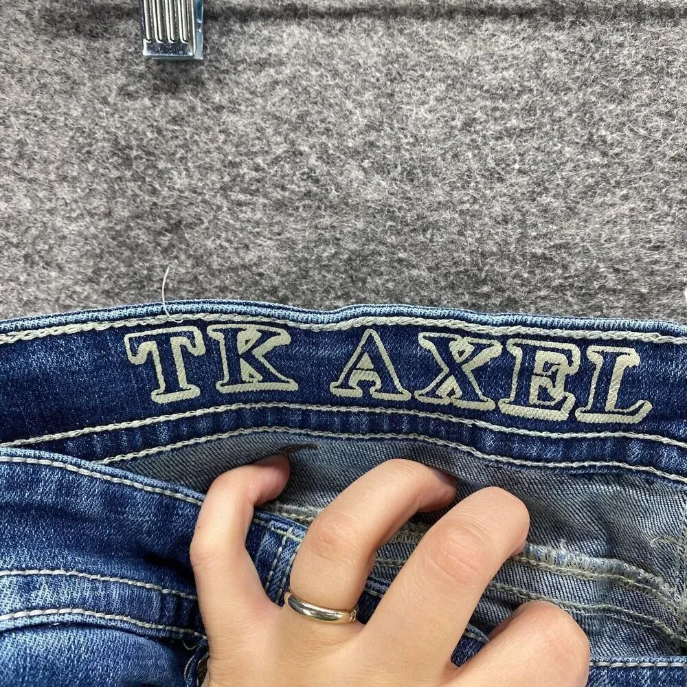 TK Alex Jeans Men 36*34 Blue Denim Medium Wash Mid Rise Slim Boot Pockets Solid